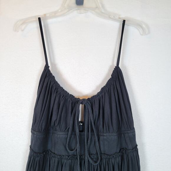 Ulla Johnson Women Freya Cotton Cut Out Spaghetti Strap Midi Dress Size 10 Black - Picture 2 of 11